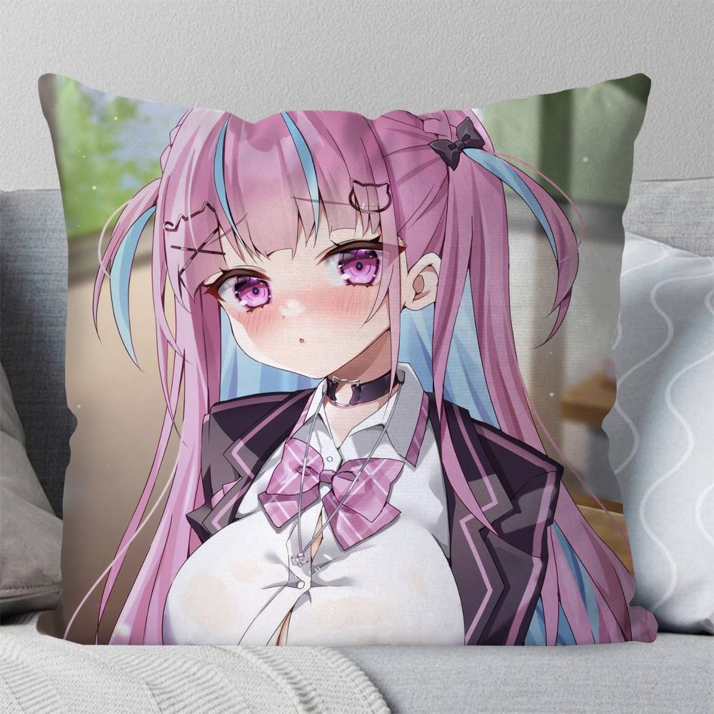 Minato Aqua Animation HHololive Pillow Case Fashion Square Pillowcase Bedroom Sofa Room Ins Decoration Leisure