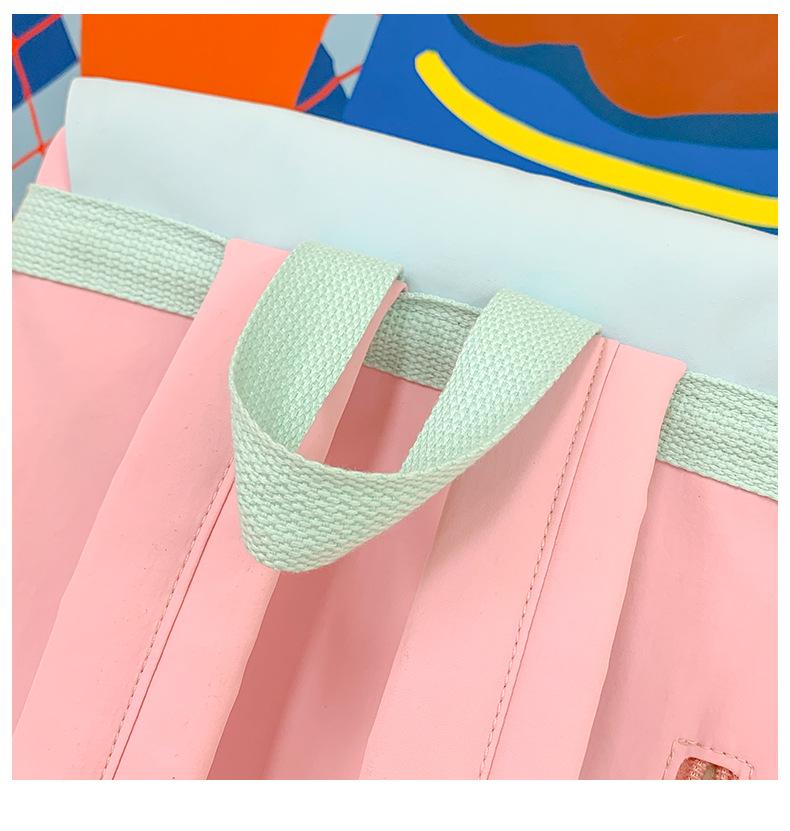 Color-Block Casual Backpack for Elementary School Girls - Large Capacity, Japanese Style