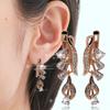 Women Earrings Retro Long Dangle Eardrop Zricon Inlaid  Decorative Copper Jewellery ARI