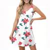 Женское повседневное летнее платье-жилет с карманами, цветочным принтом, V-образным вырезом, без рукавов