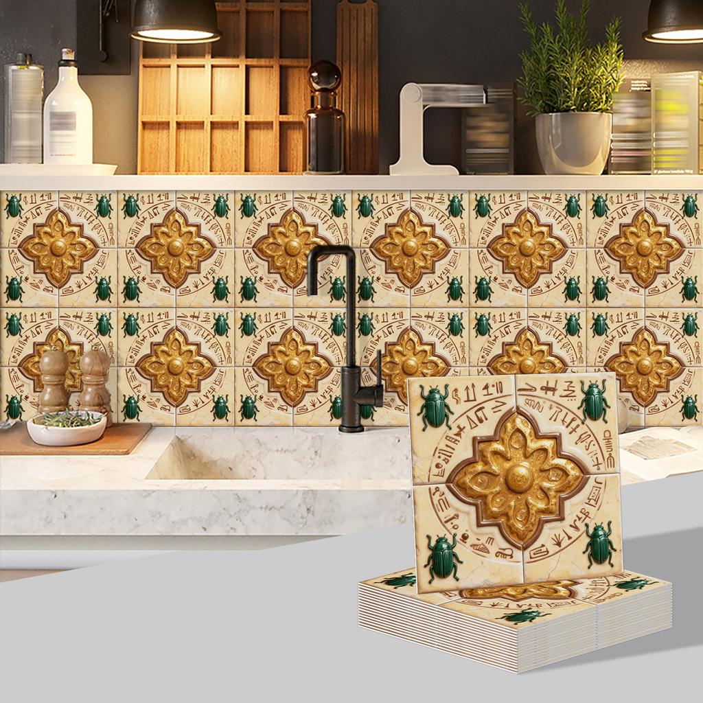 Waterproof 3D Tile Stickers Self-Adhesive PVC Wall Decals - Herringbone & Brick Style for Kitchen Backsplash Decor - Multi Designs