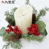 American Imitation Wreath Candle Wreath Holly Wreath Christmas Red Fruit Pine Cone Wreath Dining Table Candlestick Wreath
