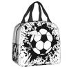 Сумка-ланчбокс Soccer Splatz для женщин с футбольным узором, портативный охладитель, термоизолированный ланч-бокс, многофункциональный пищевой бенто-бокс