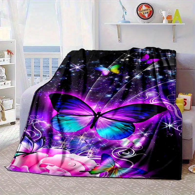 Neon Butterfly Dreamscape Blanket Flannel Blanket Throw Blanket Sofa Cover Blanket Soft Premium Blanket Picnic Blanket Tv Blanket Gifts