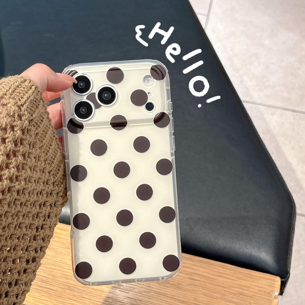 Минималистичный чехол для iPhone 17 Pro Max в горошек, Совместим с моделями 15-17, Контрастные цвета, Идеально для пар