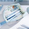 Large Capacity Pen Bag Plaid Color-Blocking Pencil Pouch Stationery Organizer  Back To School