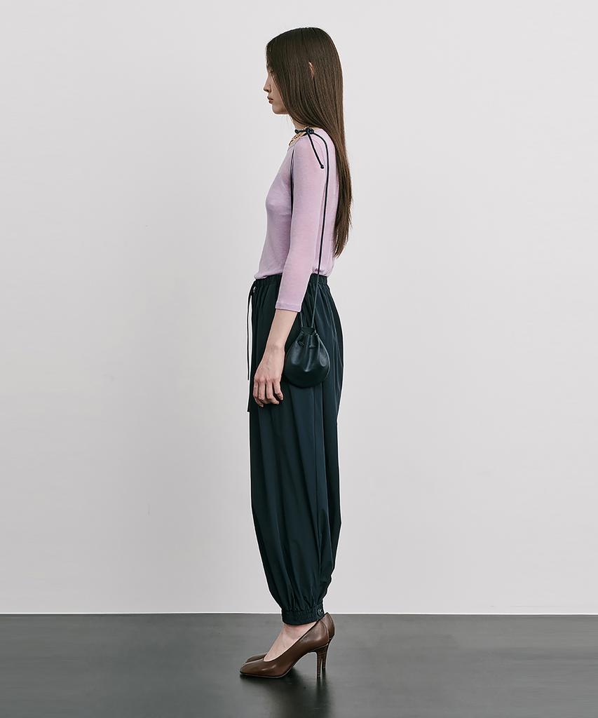 WNDERKAMMER Shirred Moon Jar Pants_Navy
