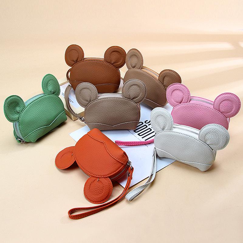 Европейский и американский мини-клатч из натуральной кожи: Простой модный кошелек для монет и ключей на трех молниях