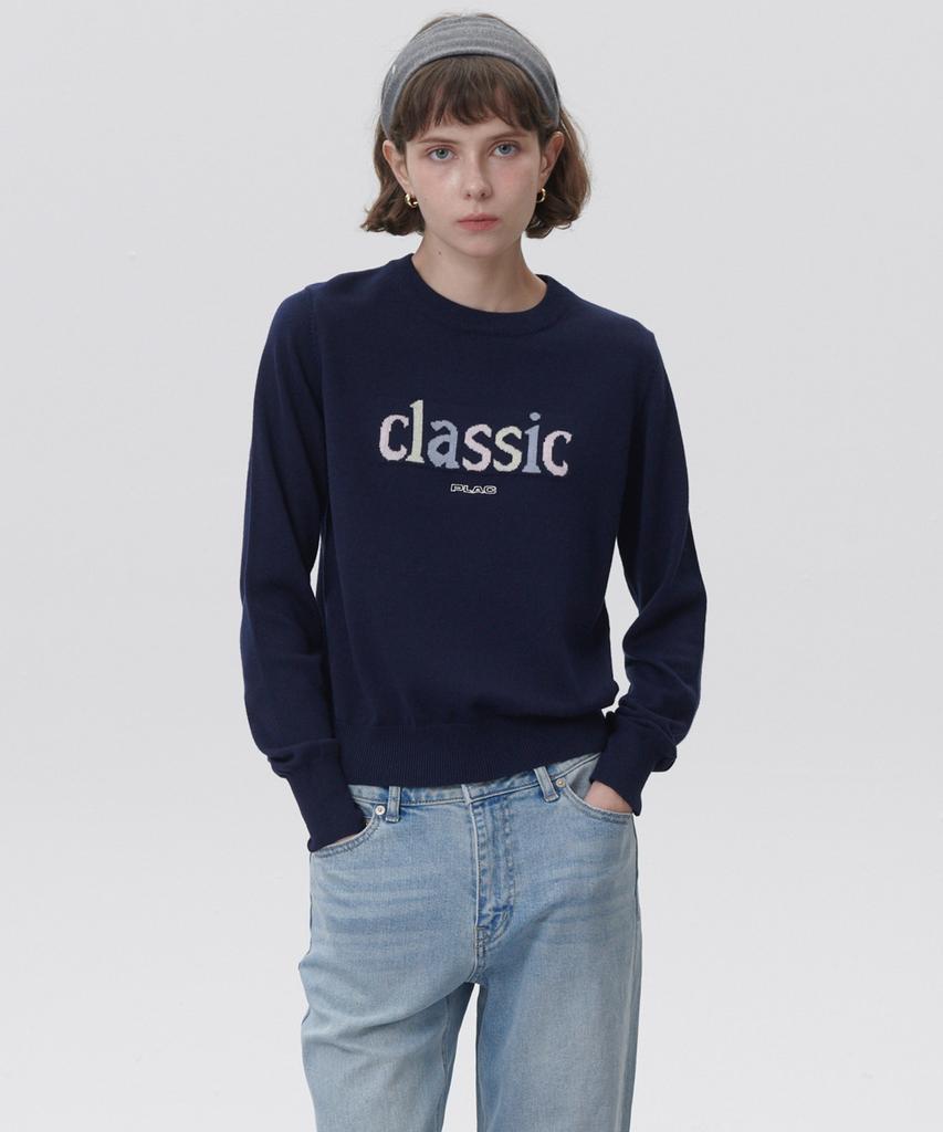 PLAC WOMEN Classic Jacquard Logo Knit Navy