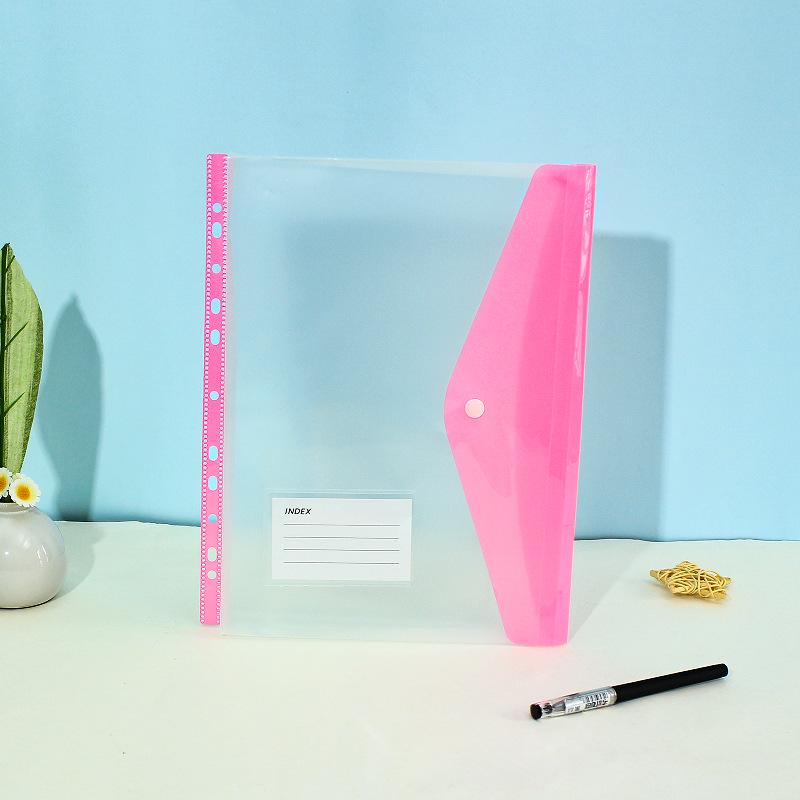 Прозрачный файл-папка A4 на 11 отверстий с кнопкой-застежкой и держателем для карт - Цветной органайзер для документов для студентов