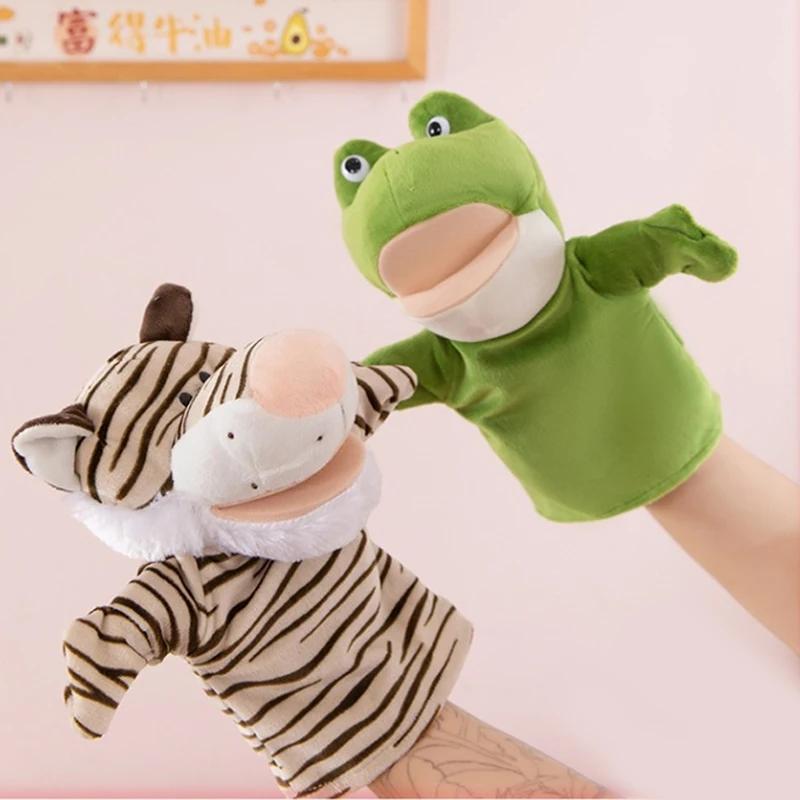 Нетоксичные Плюшевые Игрушки Животные Ручные Пальчиковые Куклы-Сказочники Милые Куклы Образовательные Игрушки для Малышей Лев Слон Заяц Обезьяна Подарки для Детей