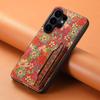 Магнитный кожаный чехол Samsung S26 Ultra Цветочный с слотом для карт - Подходит для S23, S24 FE, S25