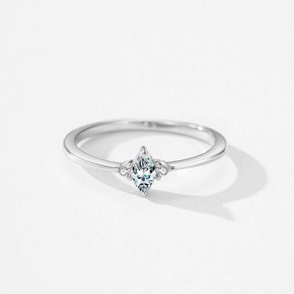 Женское кольцо из стерлингового серебра S925 с цирконами в форме ромба, легкая роскошь, простой штабелируемый дизайн для указательного пальца