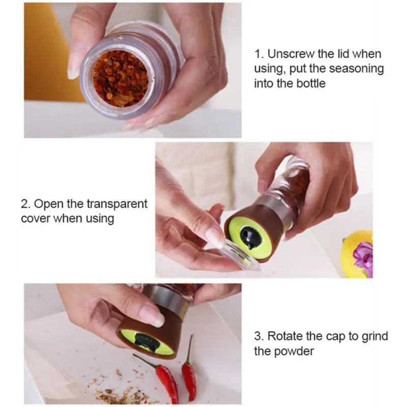 Ручная мельница для соли и перца, бутылка для приправ, контейнер для измельчения специй, регулируемые мельницы, шейкеры, кухонные гаджеты