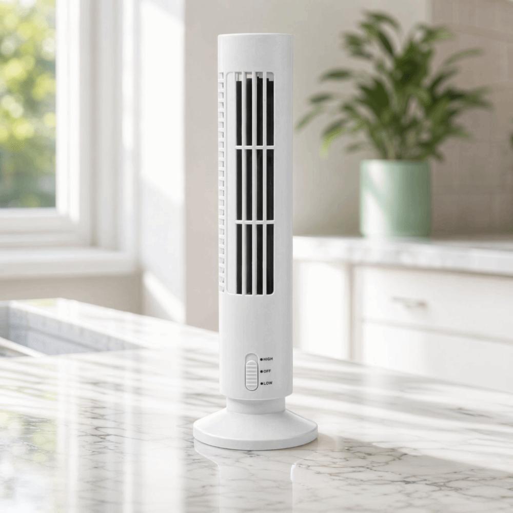 Slim Mini Desk Fan Plastic Wingless Fan Simple Control Bladeless Tower Fan,  Dorm Room