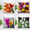 Home Office Decorative Sofa Cushion Calla Lily Pattern Pillowcase Bedroom
