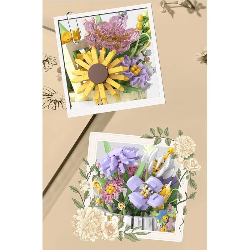 1263pcs Building Blocks DIY Plant Bonsai, Creative Flower Basket Model Set for Adult and Children's Ideal Holiday Gifts