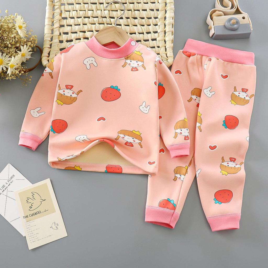 Baby Thermal Underwear Set: Plush, Thickened Two-Piece Pajamas for Boys and Girls
