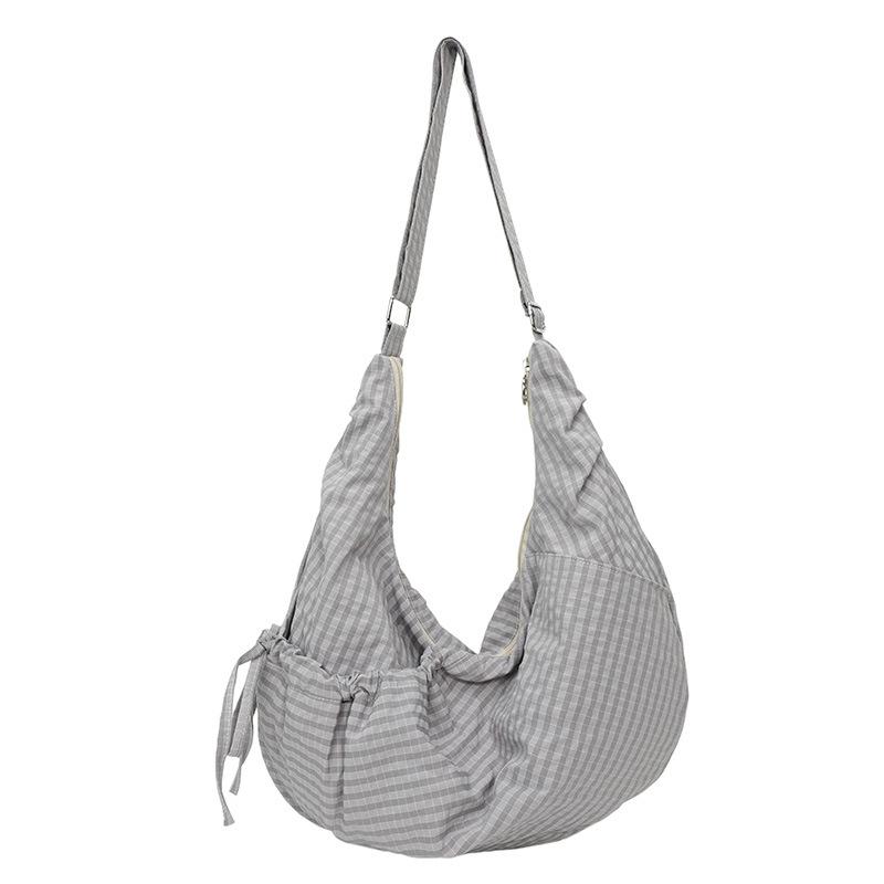 Корейская версия модной клетчатой сумки через плечо 2025 новая вместительная ретро сумка-мессенджер для поездок в нишевом зарубежном стиле сумка-пельмень