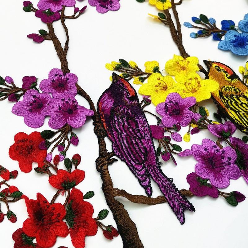 1 шт. Тканевые наклейки для ципао, Цветок сливы, Сделай сам, Водорастворимые швейные аксессуары, Аппликация, Вышивка, Цветок, Танцующая птица