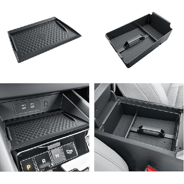 BIBIBO 4Pack for 2025 Nissan Murano Center Console Organizer 2025 Nissan Murano Console Armrest Tray+Wireless Charging Mat +Under Console Trays 2025