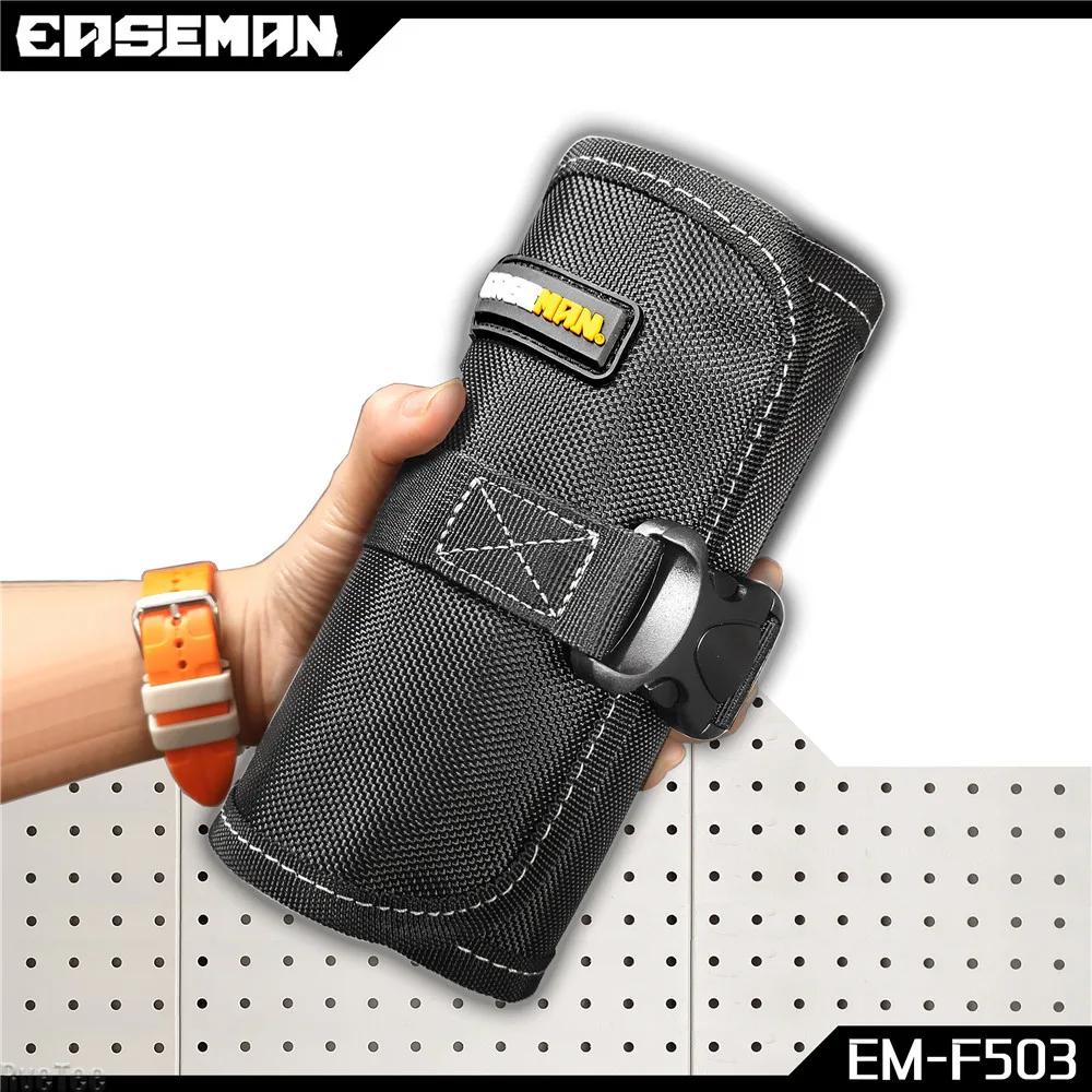 EASEMAN Органайзер для бит и сверл на 37 отверстий, сворачивающаяся сумка для инструментов с пряжкой для подвешивания на стену, подарок электрику