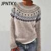 JPNTKY Women's Fashion Casual Autumn Winter Long Sleeve V-Neck Loose Sweaters