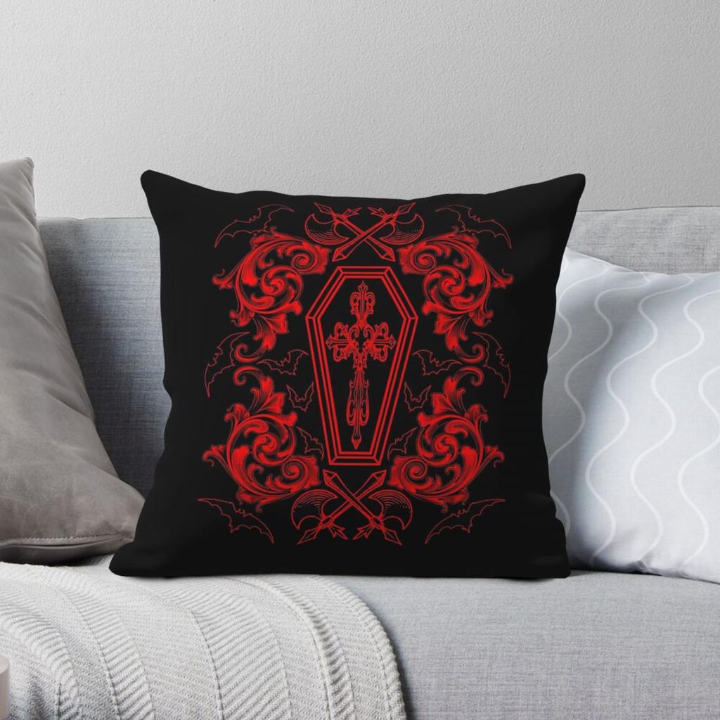 Gothic Dark Vampire Undead Square Pillowcase Polyester Linen Velvet Creative Zip Decor Pillow Case Car Cushion Cover