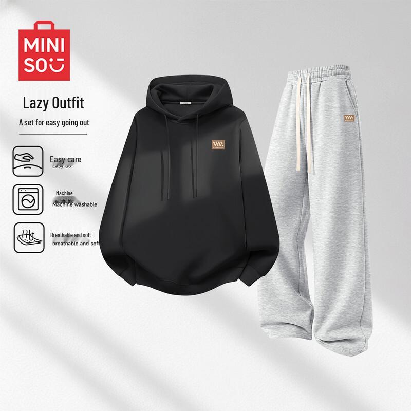 MINISO Мужской комплект: флисовая толстовка с капюшоном и брюки прямого кроя