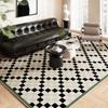 Living Room Carpet Large Size Bedside Floor Mat Checkerboard Plaid Carpets Home Decoration Rug Light Brown Rugs French Style