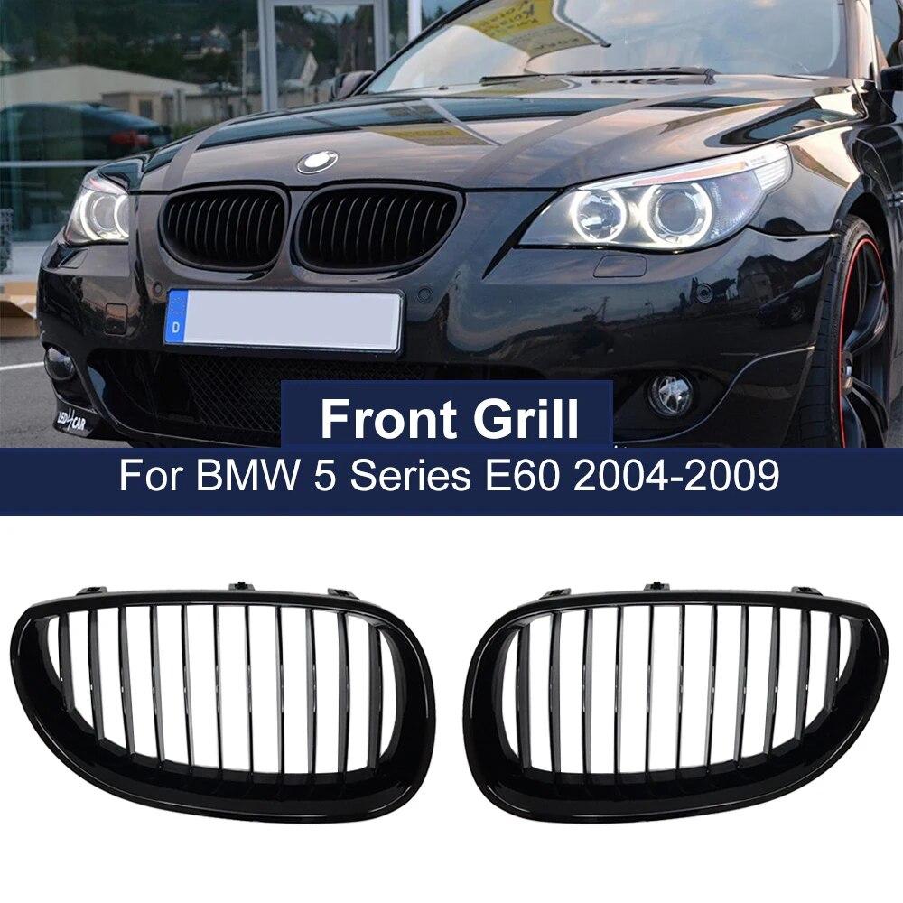 2PCS Front Kidney Racing Grille for BMW E60 E61 M5 Series 2003-2010 Single Line Modification Sport Grilles Hood Grill Car Stying