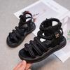 Girls Gladiator Sandals Summer Fashion Children Princess Roman Sandals Kids Hollow High-top Beach Shoes Side Zip Non-slip Hot