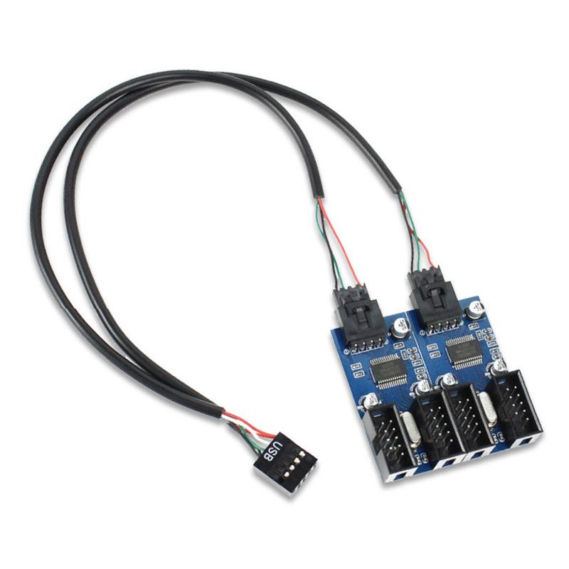 Разветвитель USB 2.0 9-контактного разъема материнской платы 1 на 2/4 Удлинительный кабель-адаптер 9-контактный USB-хаб для ПК