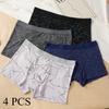 4PCS Men's Mid-waist Boxers Briefs Seamless Soft Breathable Panties Trendy Boxer Underwear XL-4XL