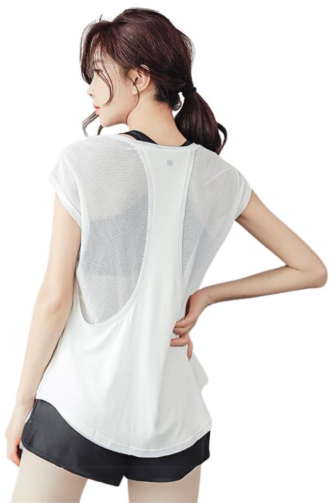 VEROMAN Yoga Short Size S Women's Top, Sleeve, Simple, Figure-Flattering, White, Ppi-ssd042,