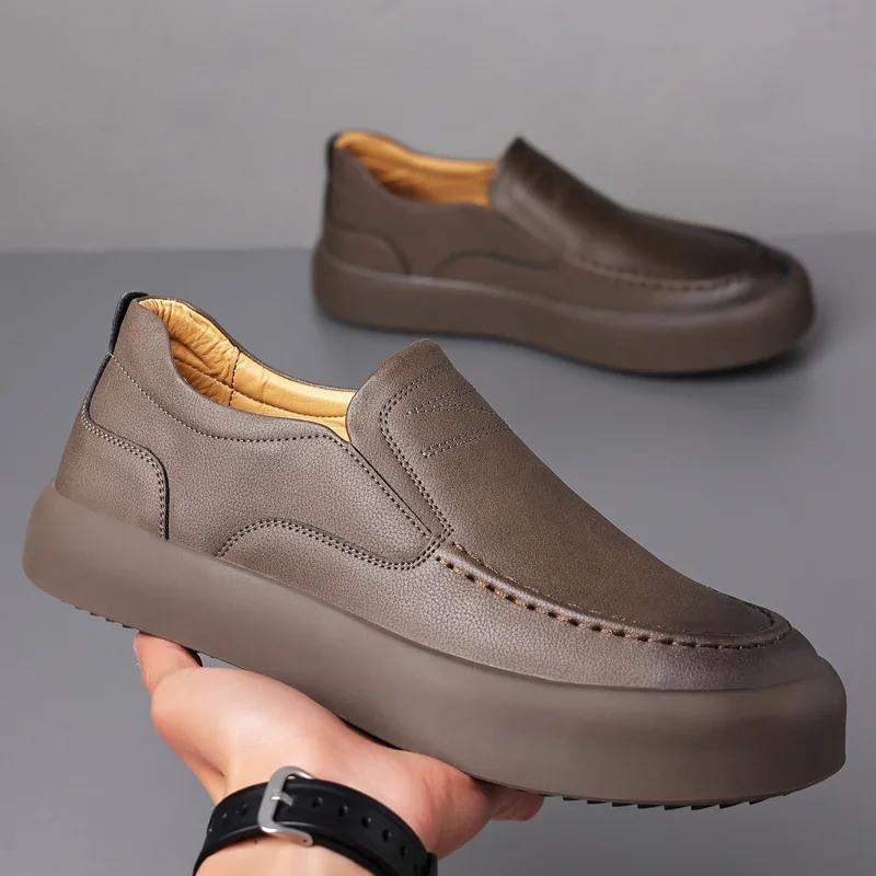 Роскошные мужские туфли из натуральной кожи, резиновые мягкие подошвы, мокасины, легкие прогулочные туфли для мужчин, повседневные мокасины в британском стиле