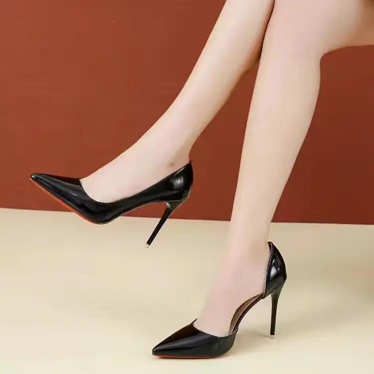 Сексуальные туфли на высоком каблуке с пряжкой One Word, модные туфли на высоком каблуке 12 см, женские туфли-лодочки для вечеринок с большим острым носком и шпилькой