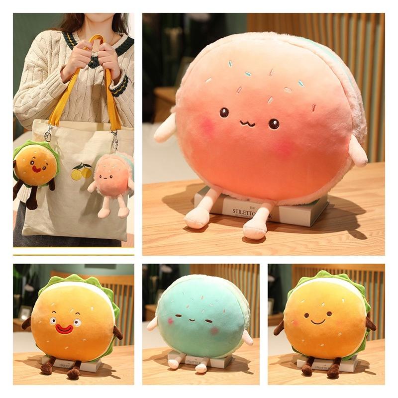 Cartoon Hamburger Plush Cushion With Short Plush Material For Home Decor And Comfort