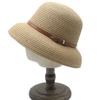 Elegant belt straw hat women's summer simple casual bucket hat seaside vacation sunscreen sunshade beach hat