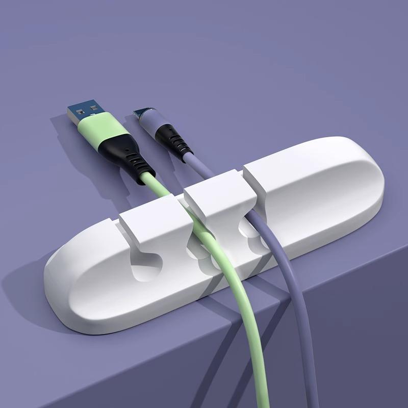 Силиконовый органайзер для USB-кабелей, намотка для зарядного кабеля USB, настольные зажимы для организации, держатель для кабелей для мыши, наушников, аксессуаров