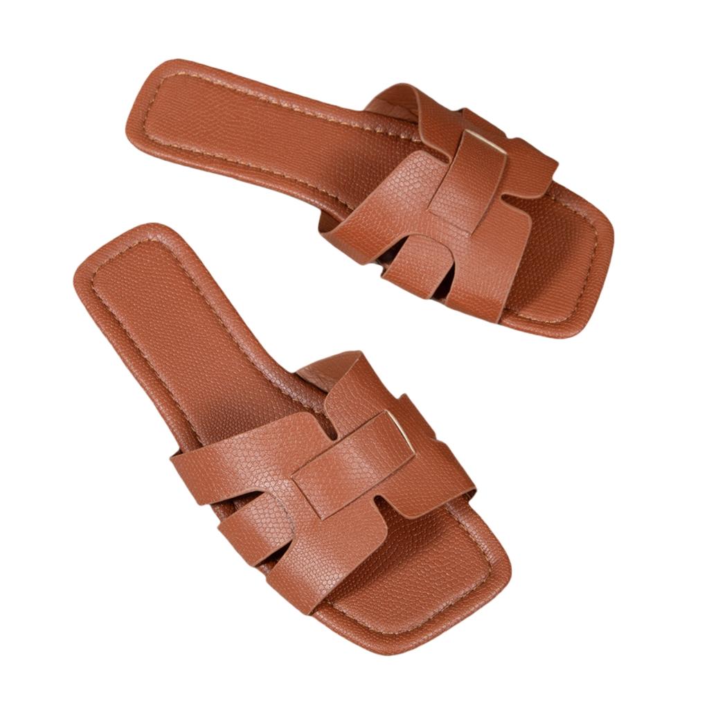 Коричневые кожаные женские тапочки с открытым каблуком на плоской подошве, повседневная пляжная обувь для пар, удобные сандалии для женщин