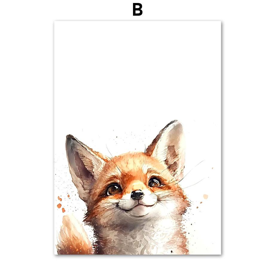 Woodland Owl Fox Deer Bear Raccoon Squirrel Nursery Wall Art Canvas Painting Posters And Prints Modern Baby Kids Bedroom Decor