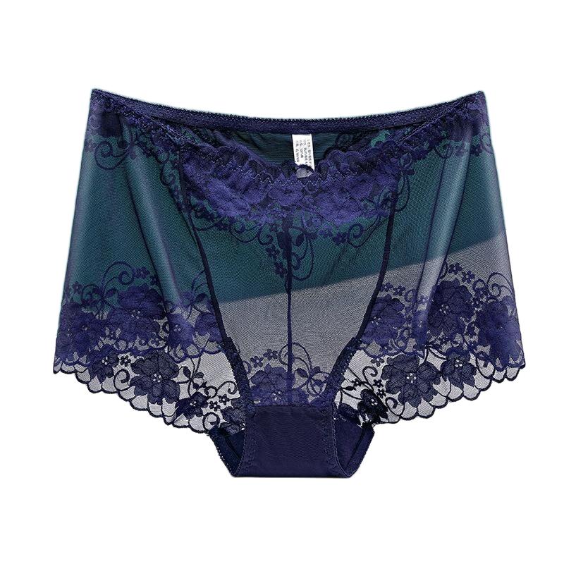 3XL Plus Size Lace Panties High Waist Women Pants Sexy Hollow Flowers Lingerie Female Mesh Breathable Briefs Intimates 4XL