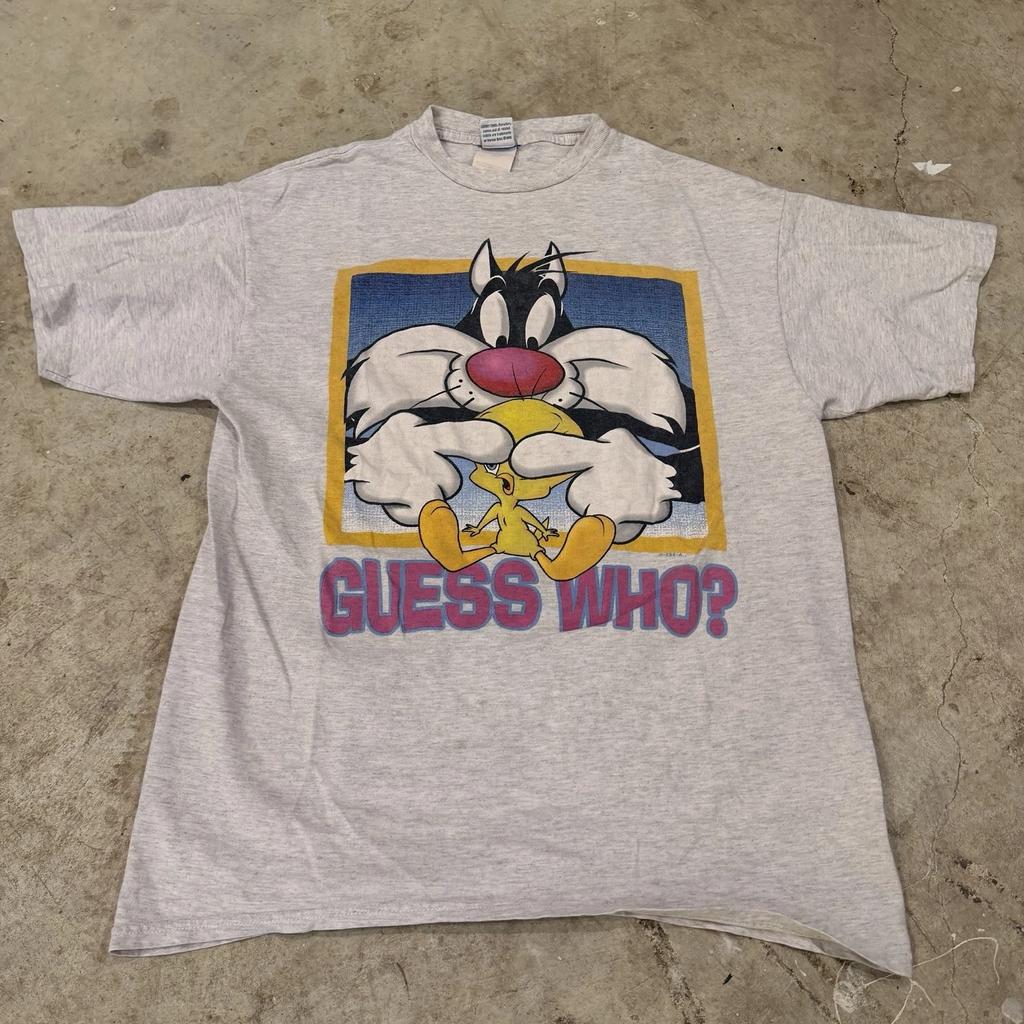 VTG Looney Tunes Sylvester & Tweety Bird “Guess Who” T-T-Shirt Size XL 90's