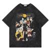 Футболка Soul Eater Винтажная стираная футболка Аниме Печать Графика Уличная одежда Хип-хоп Свободная футболка Y2k Летняя повседневная хлопковая футболка