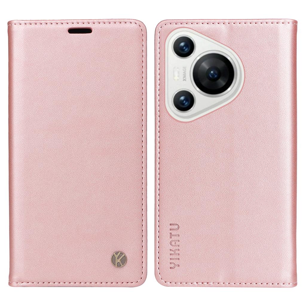 YIKATU YK-001 Для Huawei Pura 70 Чехол Кожаный Чехол для Телефона Отделение для Карт Подставка Сильный Магнитный