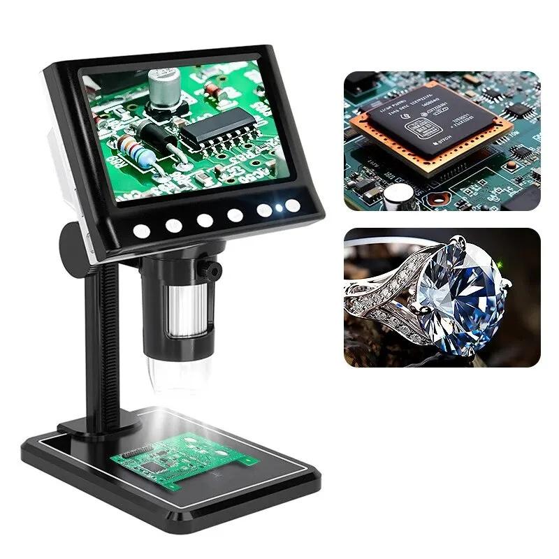 4.3 In LCD Digital Microscope 40-1000X Soldering Microscope for Error Coins USB Magnifier Micro Microscope with 8 LED High Stand