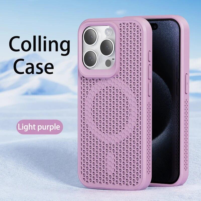 Cooling Heat Dissipation For Magsafe Magnetic Phone Case For iPhone 16 14 15 13 12 11 Pro Max 16 Plus Breathable Grid Hard Cover