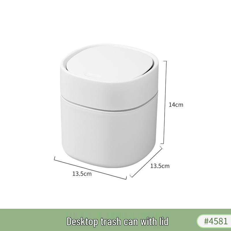 Rice Wood Press-Type Desktop Trash Can for Home, Office, Car - Wastepaper Basket & Storage Bin