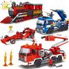 City Car Model Building Blocks Fire Fighting Police Truck Train Construction Bricks Set Children Toys for Kids Boy Game